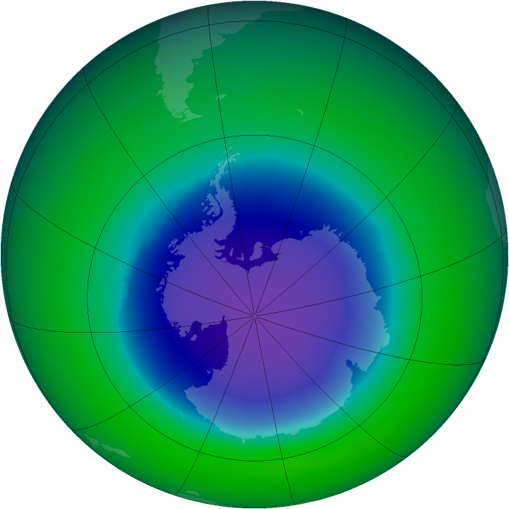 1990-October monthly mean Antarctic ozone